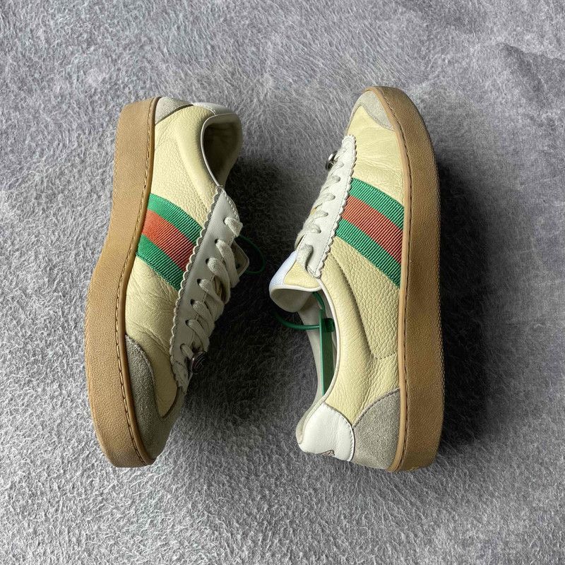 Gucci Gucci G74 Web Leather Bee Fashion Sneakers - Size US 7.5 / IT 37.5 - 7 Thumbnail