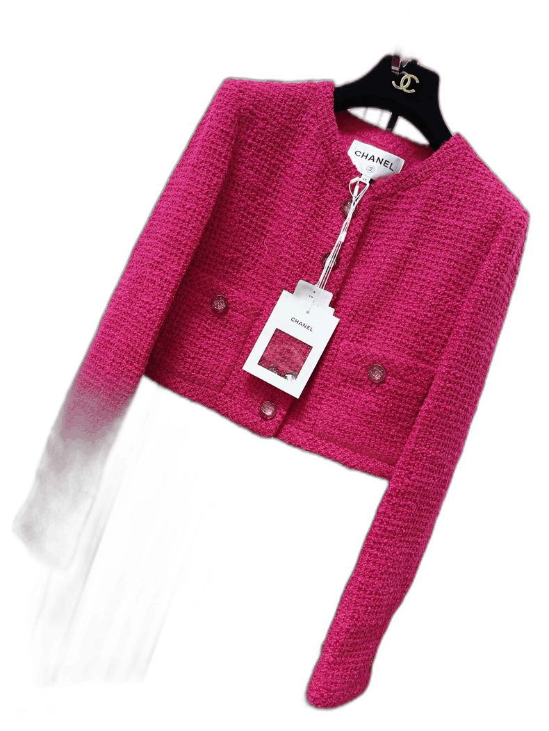 Chanel 21K Pink Crystal Button Cropped Jacket