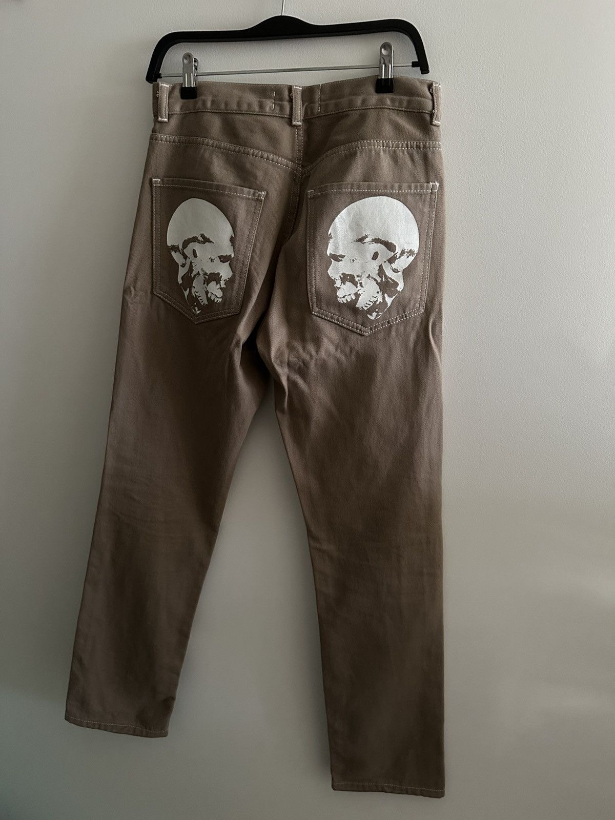 Designer Bysilk - Brown Cotton Skeleton & Skull Graphic Pants Size US 30 / EU 46 - 3 Thumbnail