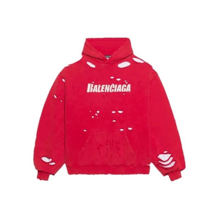 Balenciaga Balenciaga Balenciaga Red Distressed Classic Hoodie -2507 Size US XS / EU 42 / 0 - 1 Thumbnail