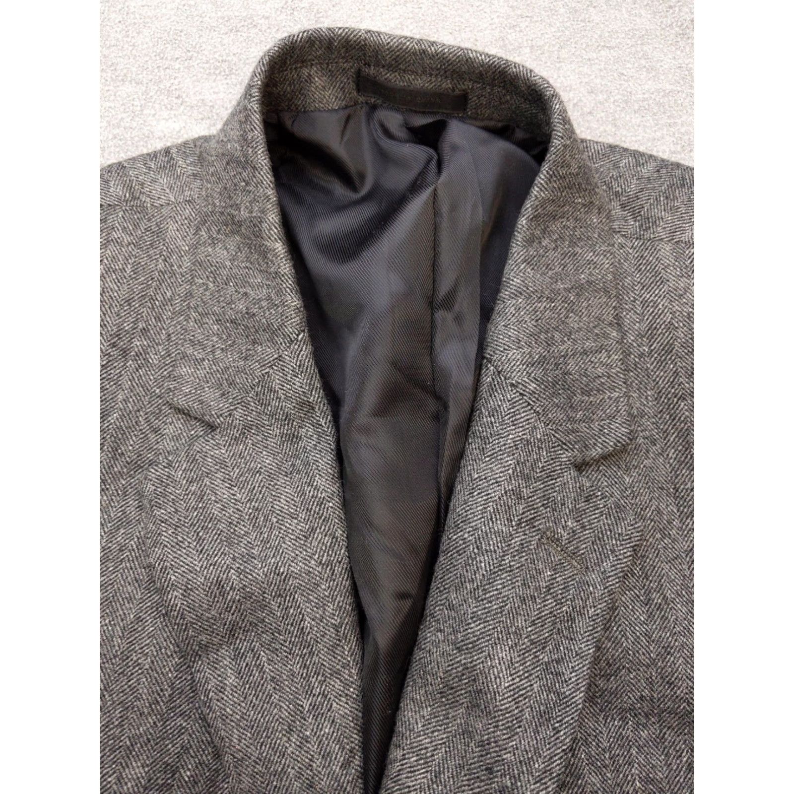 Vintage Chereskin Blazer Mens 44R Gray Herringbone Wool Silk Cashmere Sport Coat Jacket Size 44R - 4 Thumbnail
