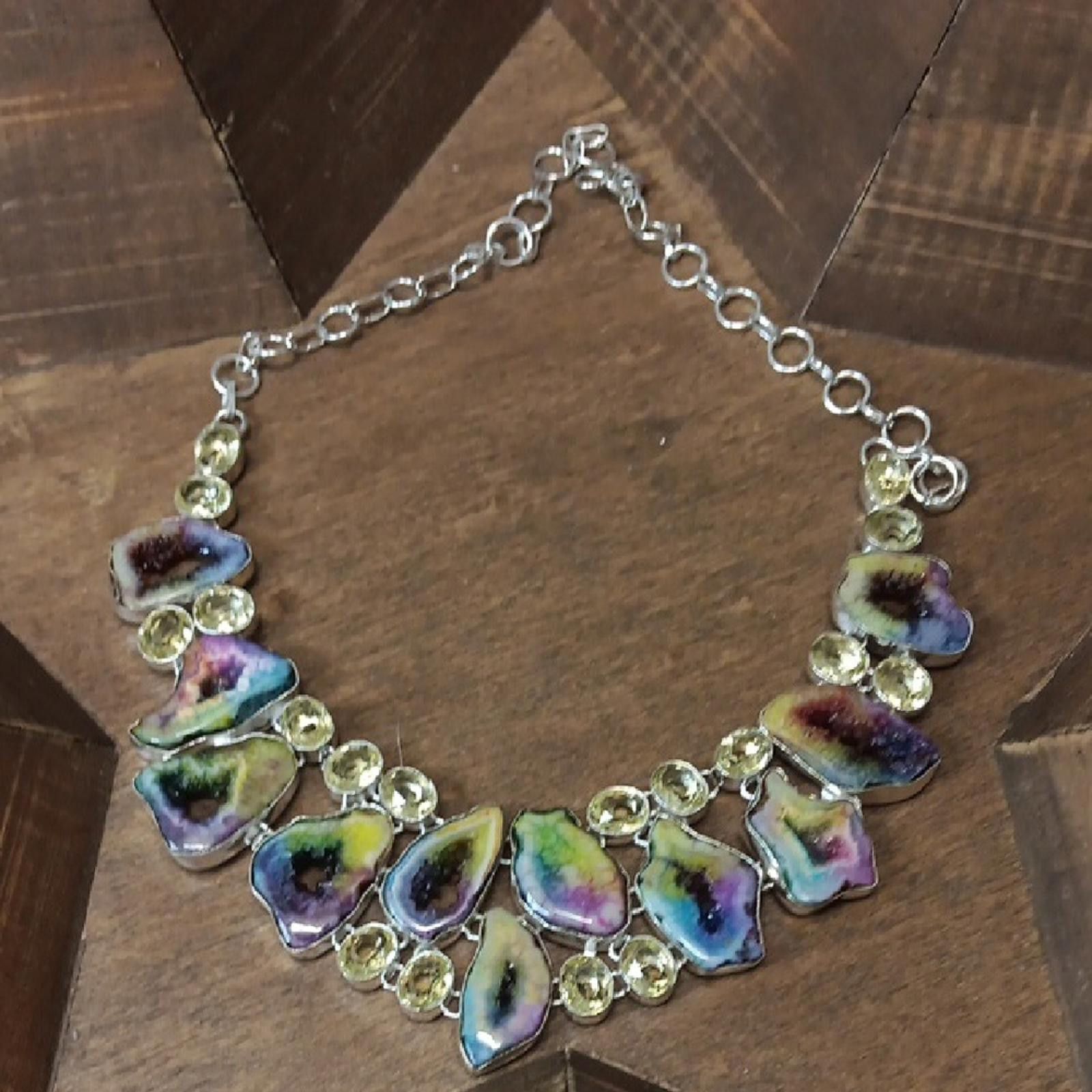 Designer Colorful Rainbow Solar Quartz Statement Necklace Size ONE SIZE - 1 Thumbnail