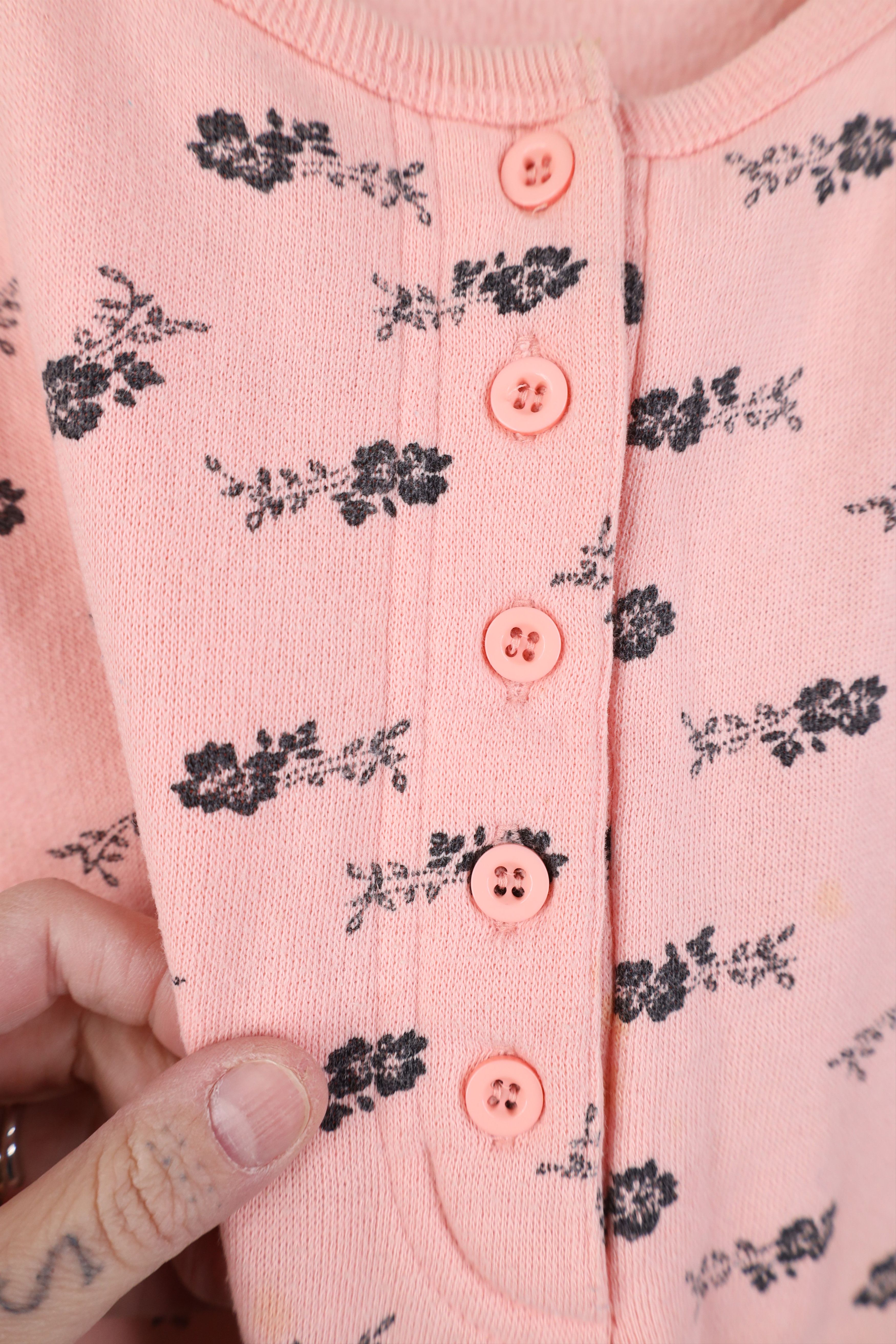 Vintage Vintage 90s Streetwear Flower Henley Sweatshirt Pink Size L / US 10 / IT 46 - 6 Thumbnail