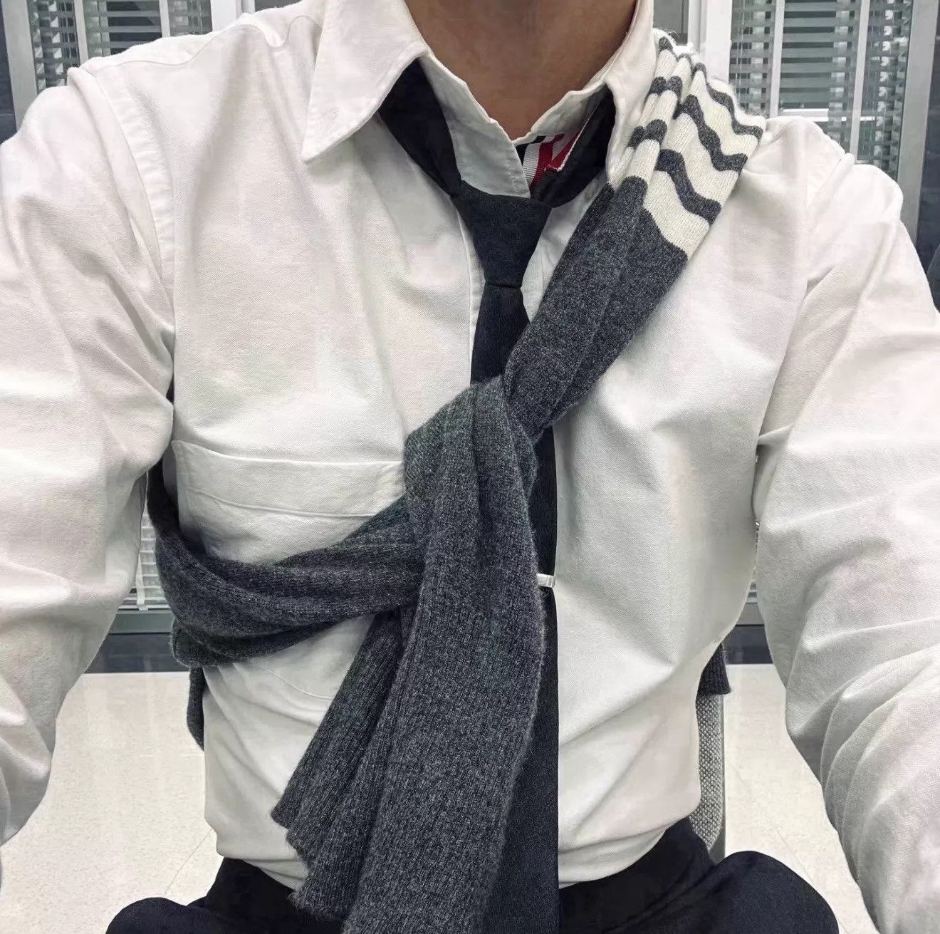 Thom Browne Thom Browne Classic 3-Color Placket Poplin Shirt Size US L / EU 52-54 / 3 - 7 Thumbnail