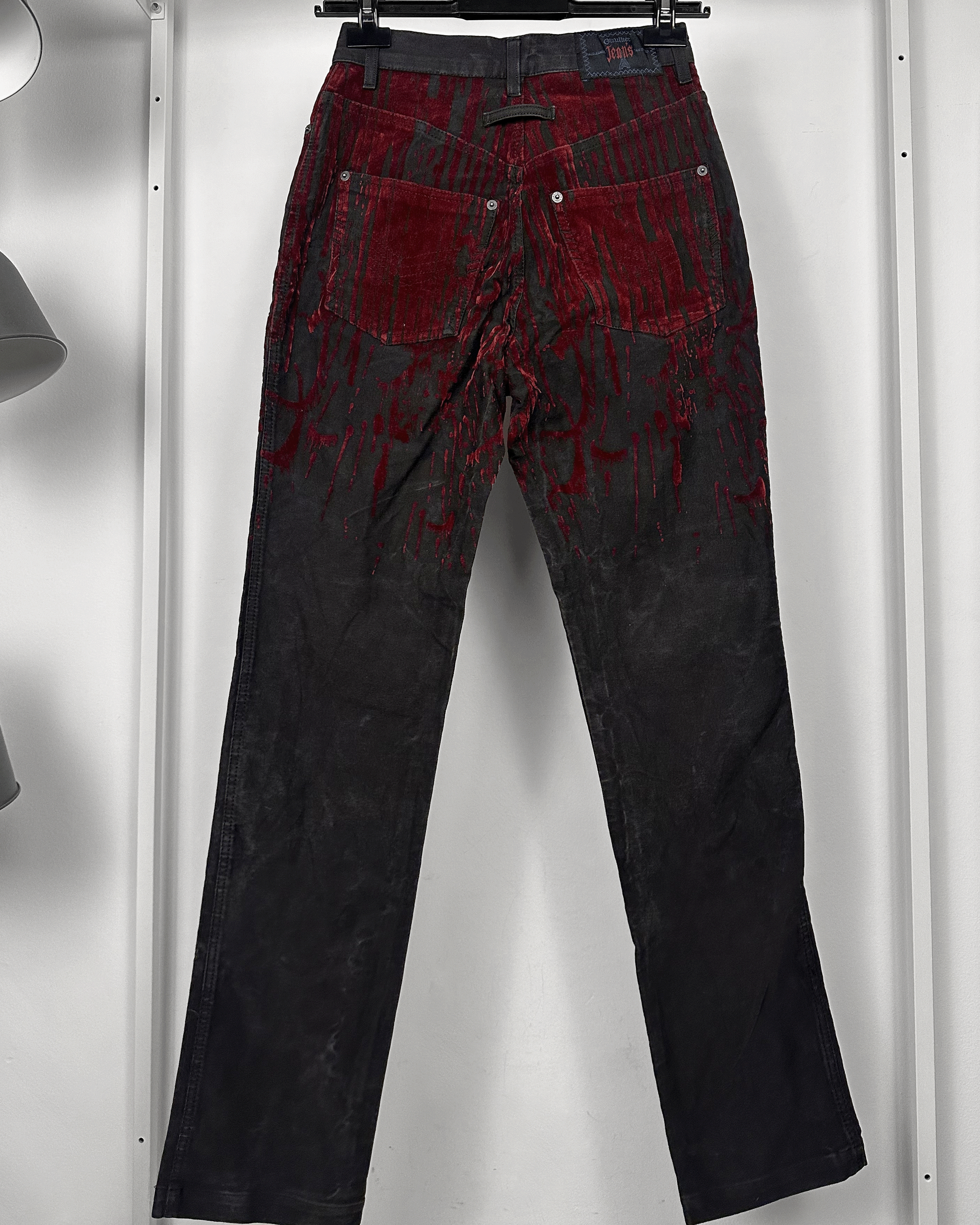 Jean Paul Gaultier Jean Paul Gaultier Velour Blood Drip Jeans Size US 27 - 6 Thumbnail