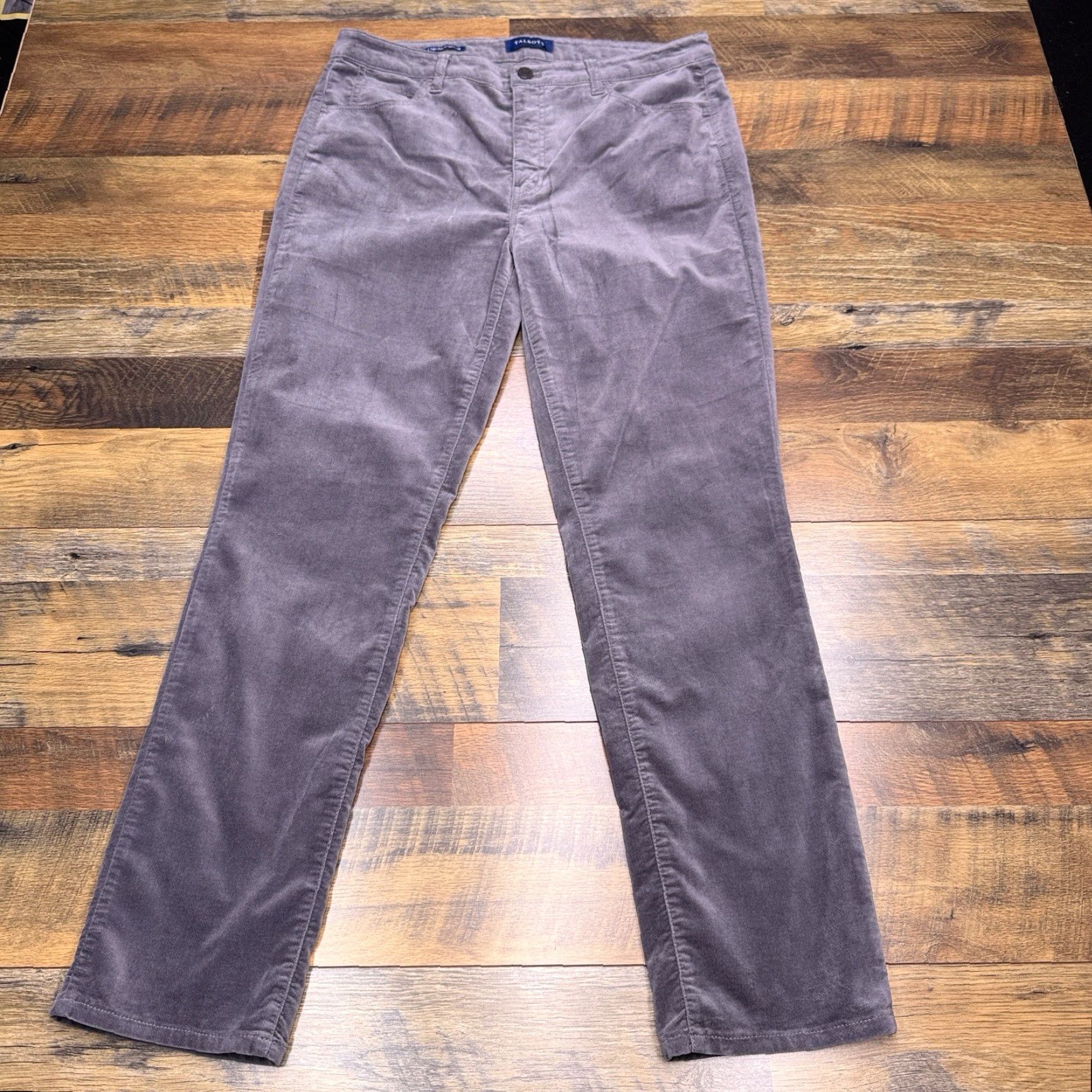 Talbots Talbots High Rise Velvet Pants 12 Gray Straight Leg Stretch Size 34" / US 12 / IT 48 - 2 Thumbnail