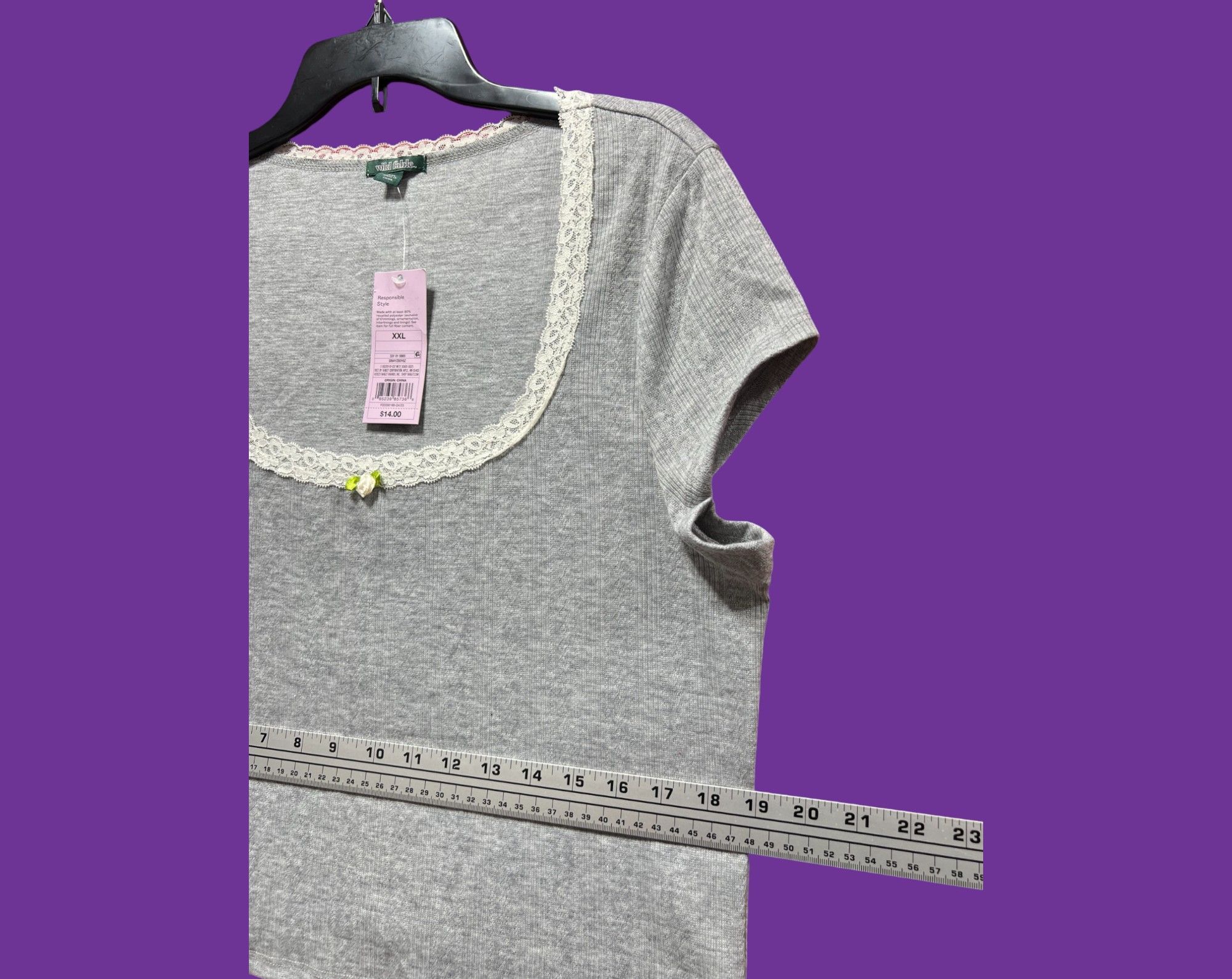 Other Wild fable - Women's Short Sleeve Pointelle Rosette T-Shirt Size XXL / US 16-18 / IT 52-54 - 5 Thumbnail