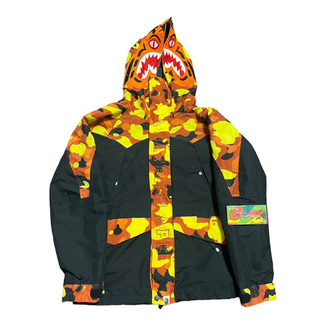 image of Bape Tiger Snowboard Jacket Black/orange Camo, Men's (Size Medium)