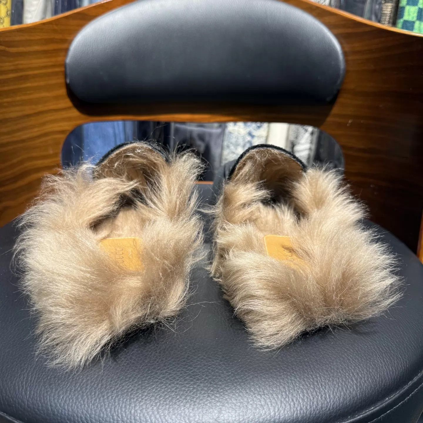 Gucci Gucci Black Velvet Gold HB Fur Slippers 39 99New Size US 8.5 / IT 38.5 - 3 Thumbnail
