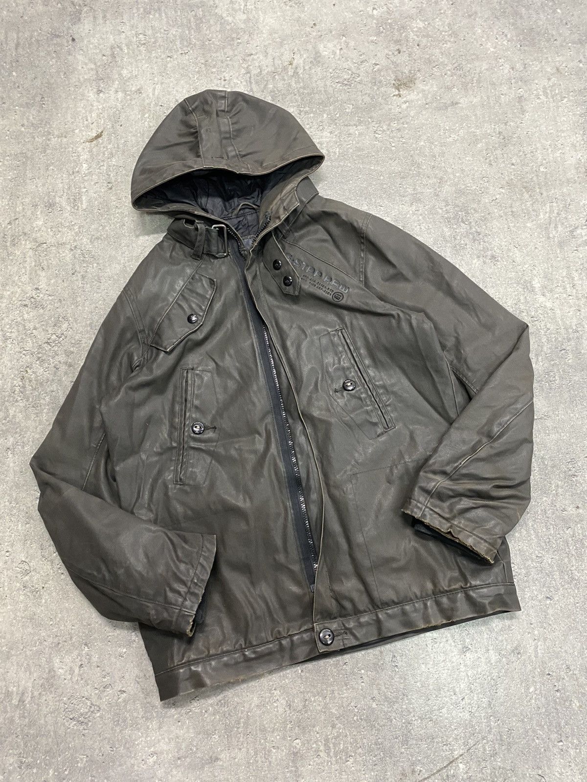 Vintage ᶠᵃⁿᶜʸᵍᵘʸ Y2K G-Star Waxed Jacket Parka Vintage Army 90s | Grailed