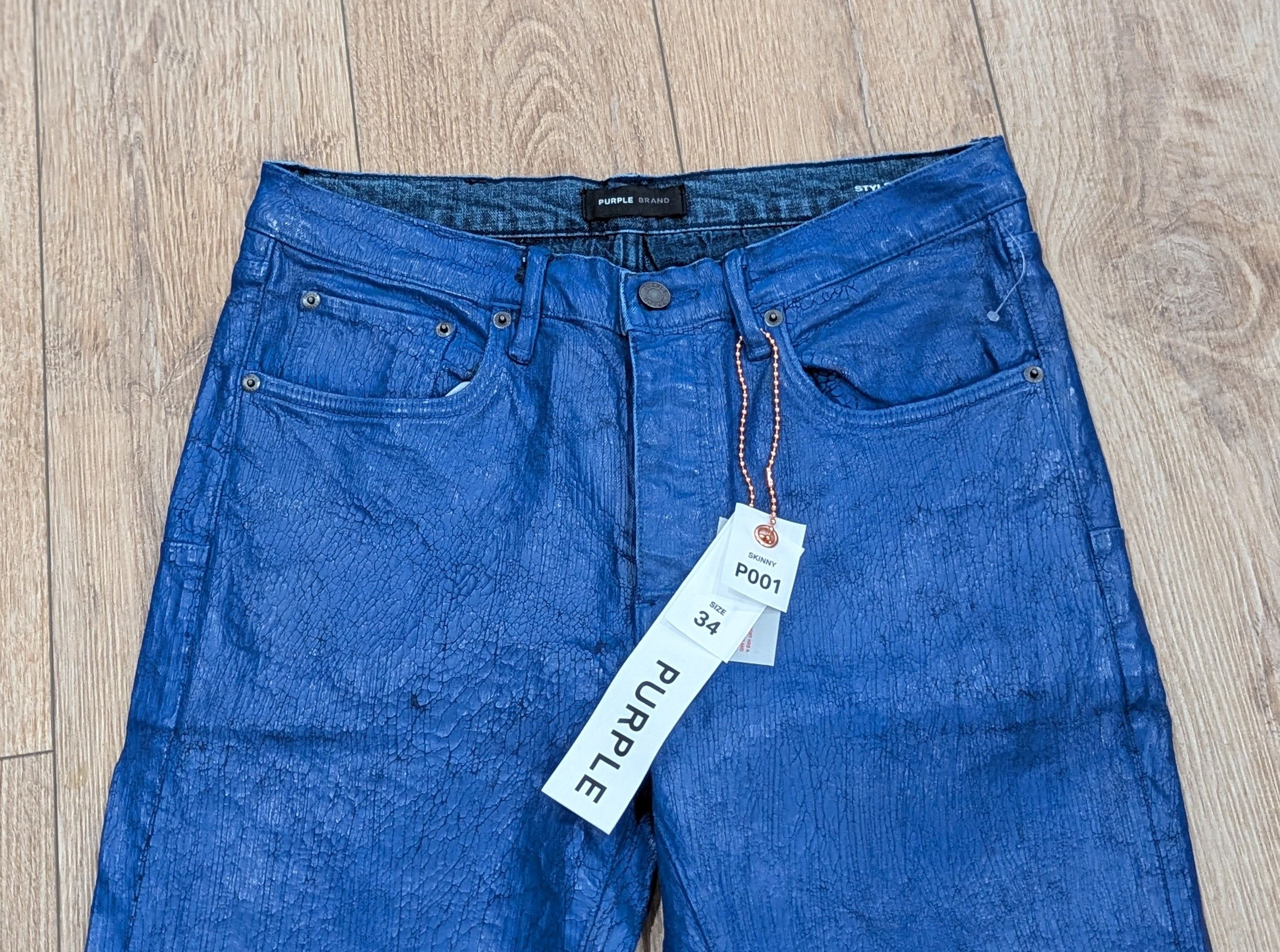 Purple Brand PURPLE BRAND Paint Job Crackled Coated Skinny Jeans Blue 34 Size US 34 / EU 50 - 2 Thumbnail