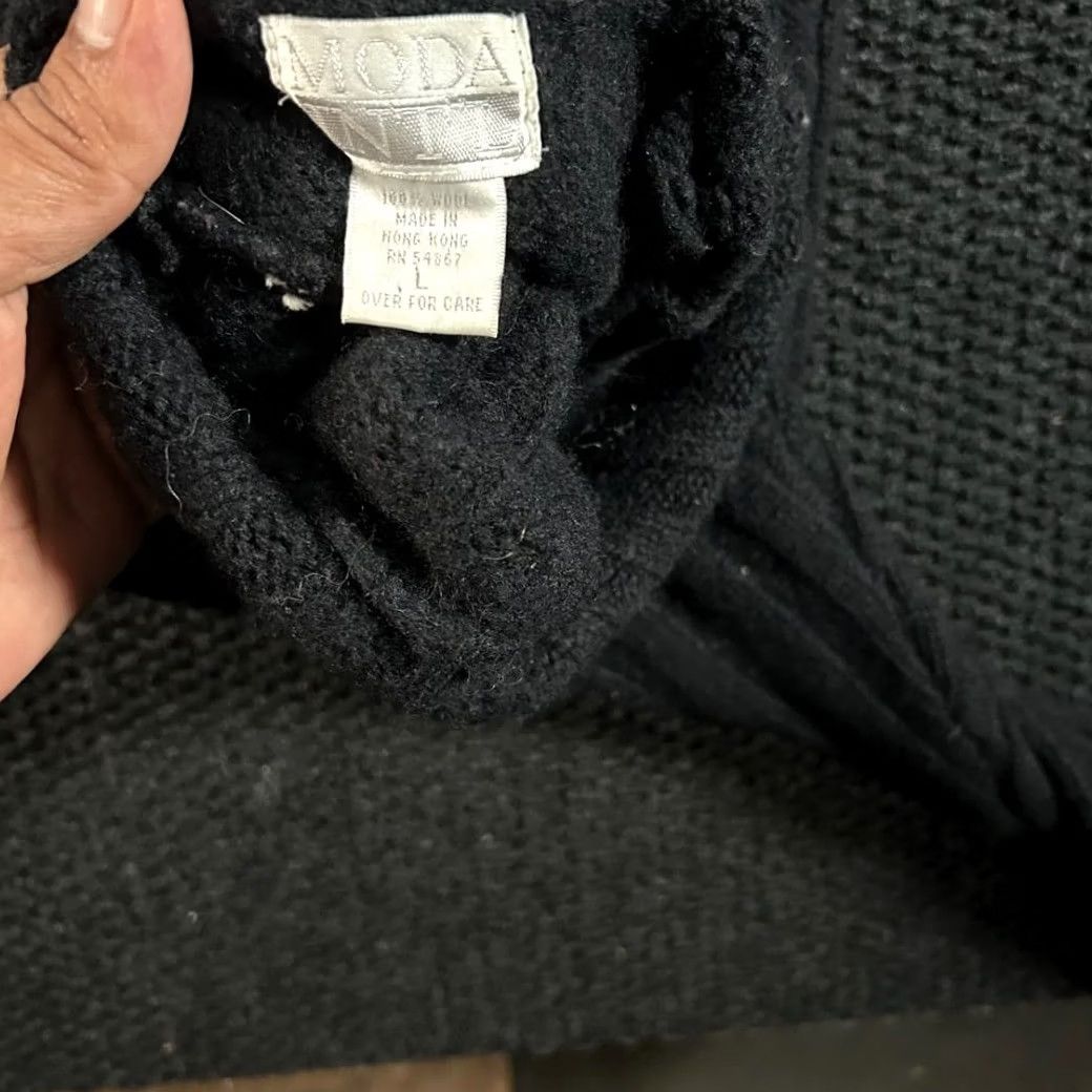 Vintage MODA New York Black Ribbed Turtleneck Sweater Women's Size L 100% Wool Size L / US 10 / IT 46 - 4 Thumbnail