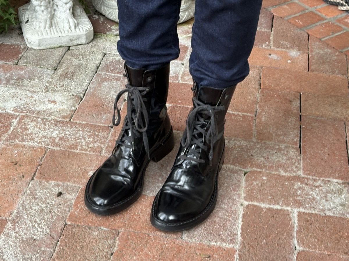 Ann Demeulemeester Beautiful Classic Glossy Black Leather Combat Boots Size US 8.5 / IT 38.5 - 3 Thumbnail