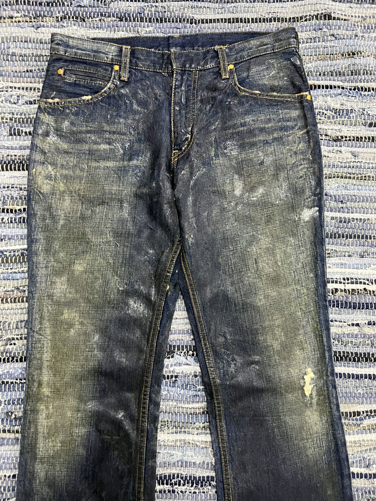 CIVARIZE Designwork 🇯🇵 Dirty Waxed Painter Trompe l'œil Homeless Denim Size US 31 - 3 Thumbnail