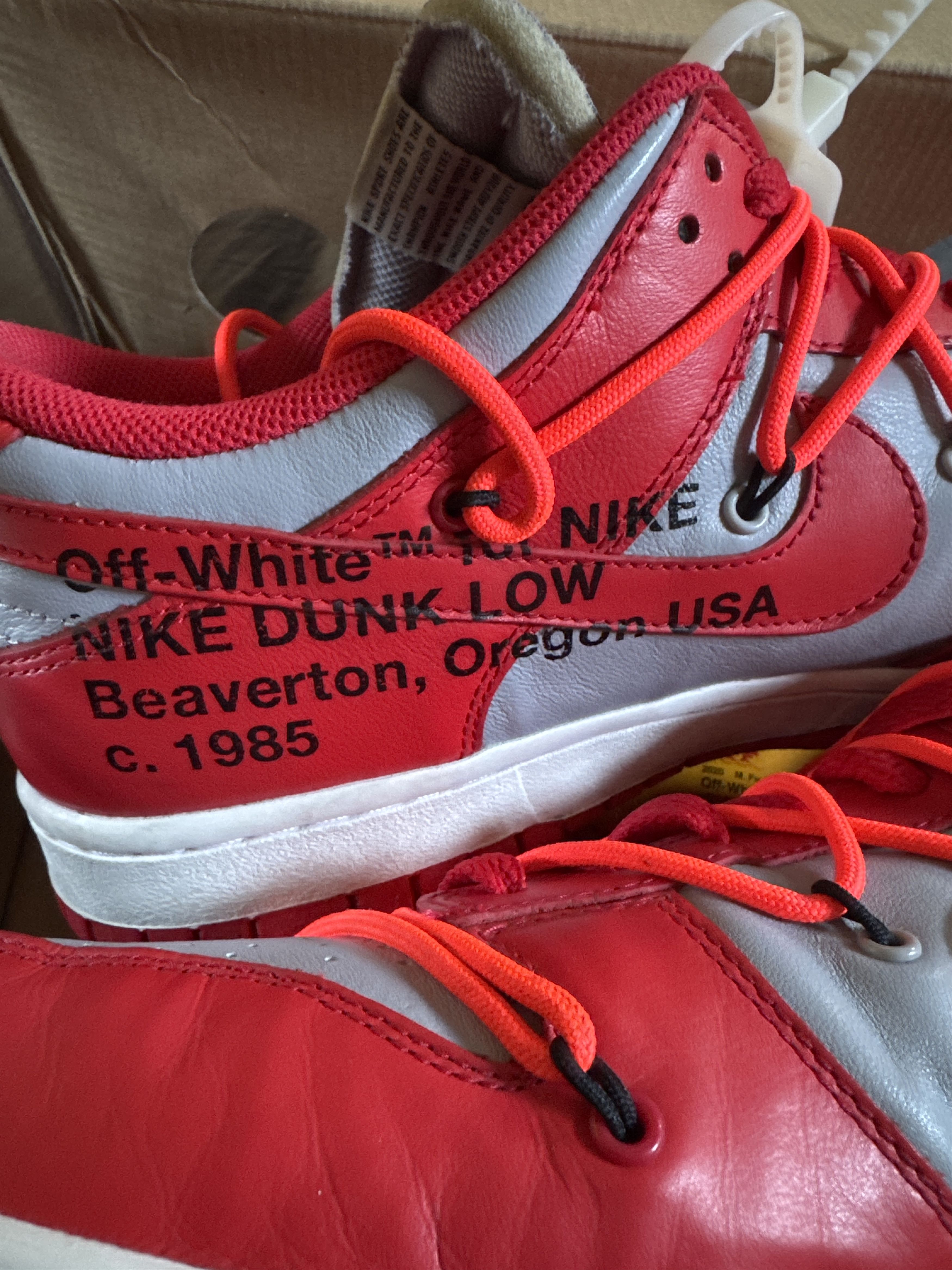 Nike × Off-White × Virgil Abloh NIKE DUNK LOW LTHR/OW OFF-WHITE C/O VIRGIL ABLOH RED GRAY Size US 11.5 / EU 44-45 - 9 Thumbnail