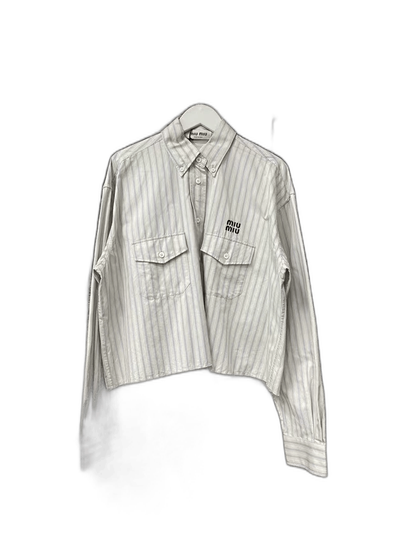 Prada MiuMiu Striped Tassel Short Sleeve Shirt -2505 Size US M / EU 48-50 / 2 - 1 Thumbnail