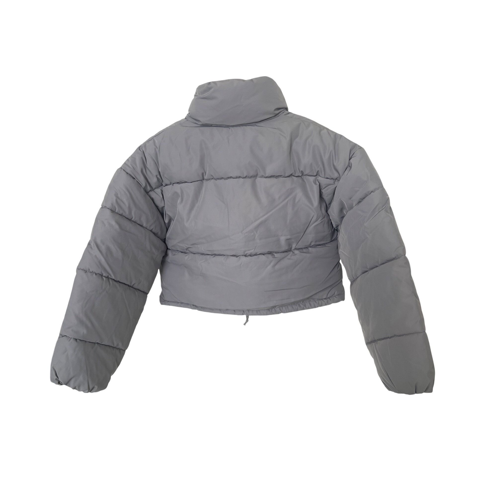 H&M H&M Light Gray Cropped Puffer Jacket With Stand-Up Collar Size XXS / US 00 / IT 34 - 5 Thumbnail