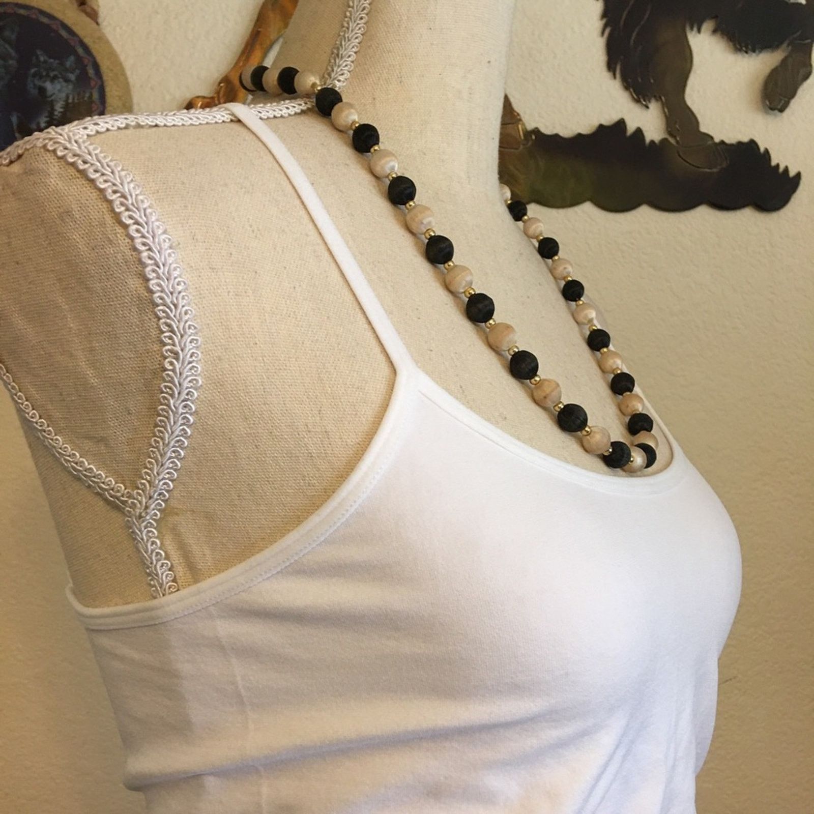 Vintage Vintage 70s silk wrapped bead necklace Size ONE SIZE - 2 Thumbnail
