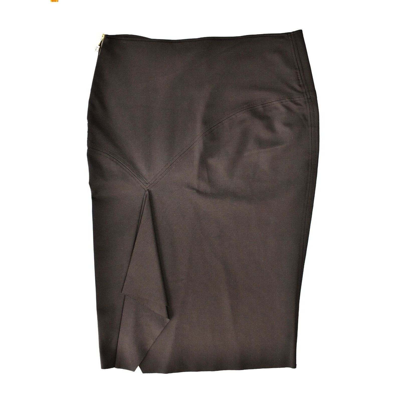 Gucci GUCCI Brown Unlined Back Pleated Side Zip Pencil Skirt Sz S Size 27" / US 4 / IT 40 - 2 Thumbnail