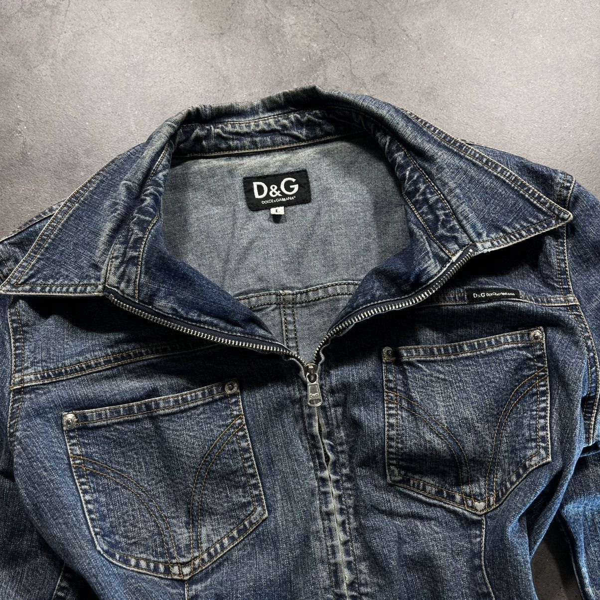 Dolce & Gabbana Archive 2000s Dolce Gabbana D&G Denim Biker Zip Jacket Size US S / EU 44-46 / 1 - 6 Thumbnail