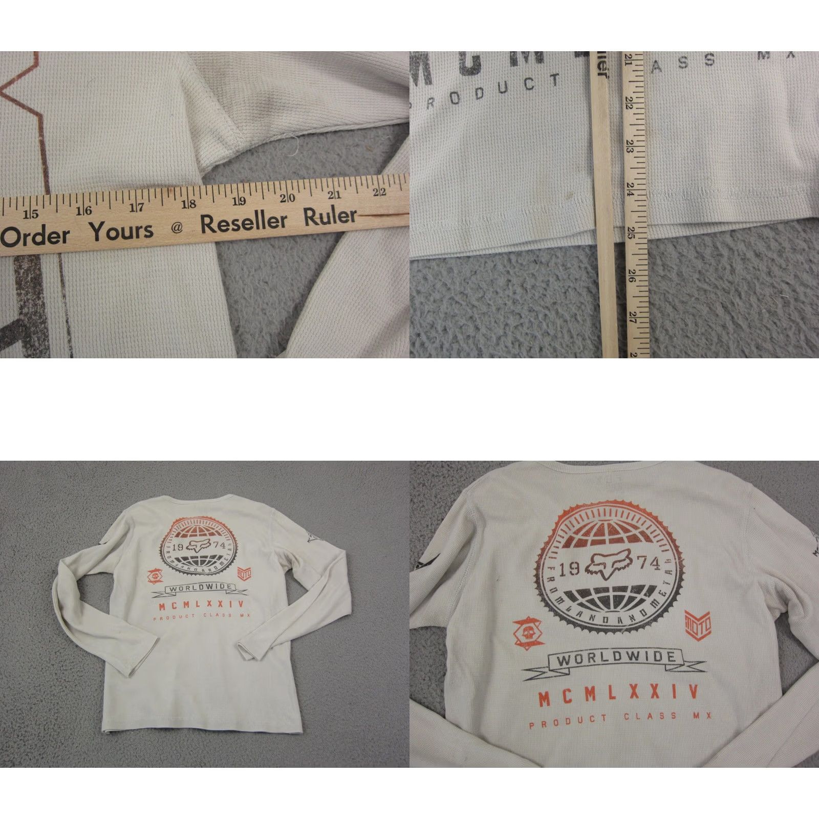 Fox Racing Fox Racing Shirt Adult Medium Creme MX34 Extreme Slim Fit Thermal Waffle Mens Logo Long Sleeve Crew Neck Beige 90s Biker Sports Size US M / EU 48-50 / 2 - 8 Thumbnail
