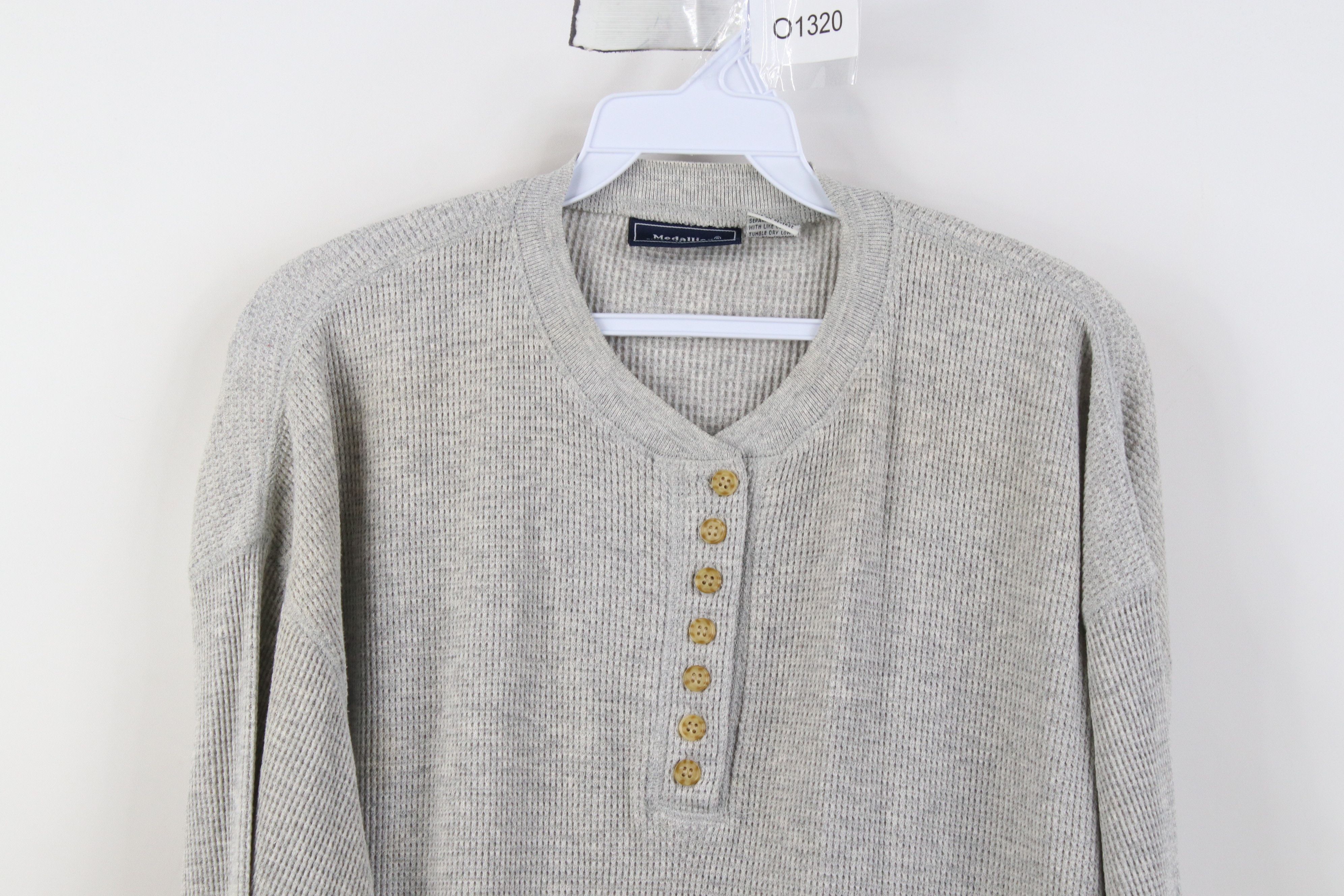 Vintage Vintage 90s Streetwear Thermal Waffle Knit Henley T-Shirt Size L / US 10 / IT 46 - 2 Thumbnail