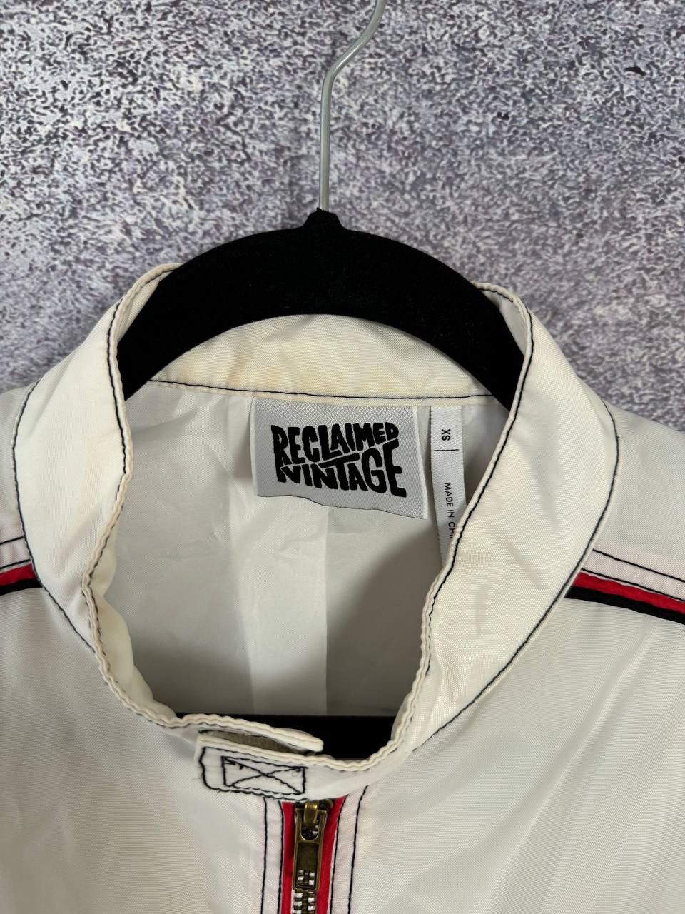 Vintage Reclaimed Vintage Biker Jacket Nylon White Men's Xs size Size US XS / EU 42 / 0 - 11 Thumbnail