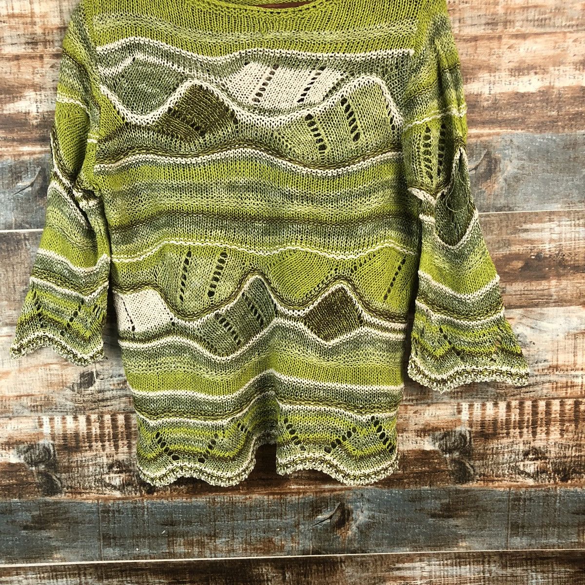 Homespun Knitwear × Japanese Brand DL Japan Art style vintage Green Knitwear #C524 Size S / US 4 / IT 40 - 3 Thumbnail