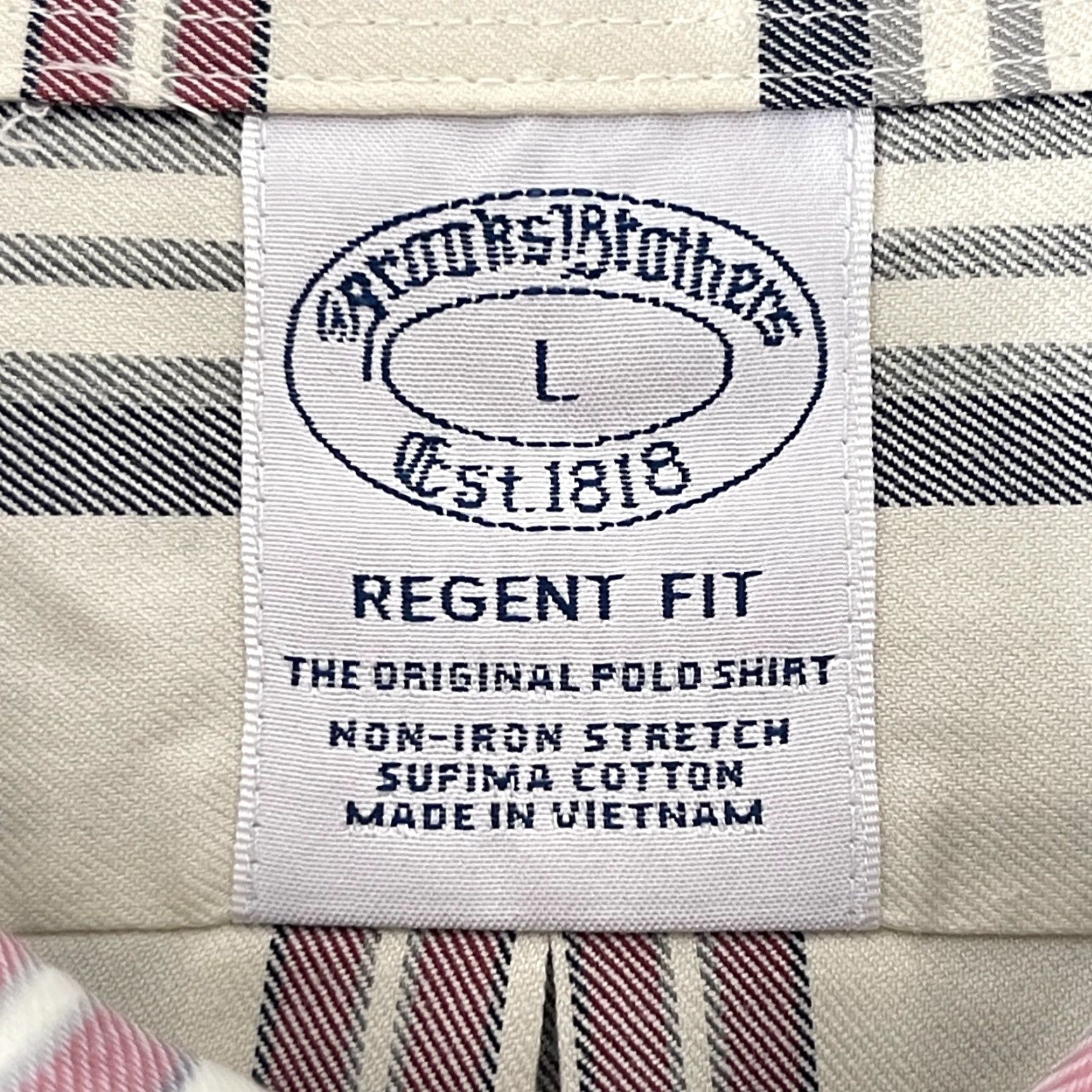 Brooks Brothers Brooks Brothers 1818 Ivory Plaid Button-Down Dress Shirt Mens Large Regent Fit Size 42R - 7 Thumbnail