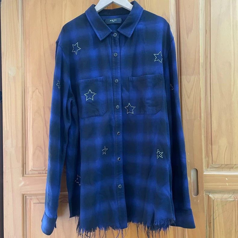 Amiri Amiri Blue Star Plaid Button Up Shirt- dmc Size US M / EU 48-50 / 2 - 1 Preview