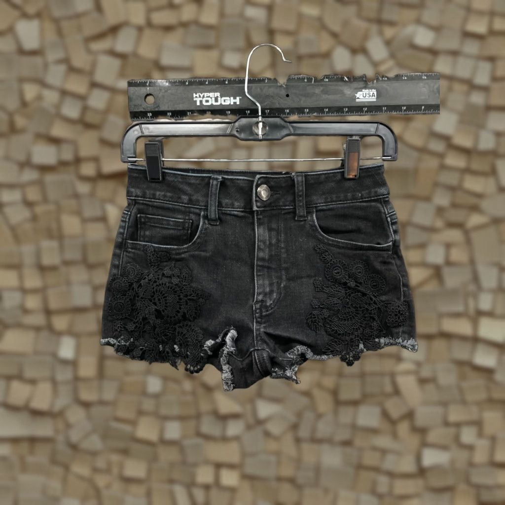 American Eagle Outfitters VINTAGE American Eagle Outfitters Hi-Rise Shortie Shorts Womens Size 0 Dark Wash Black Size 25" / US 0 / IT 36 - 1 Thumbnail