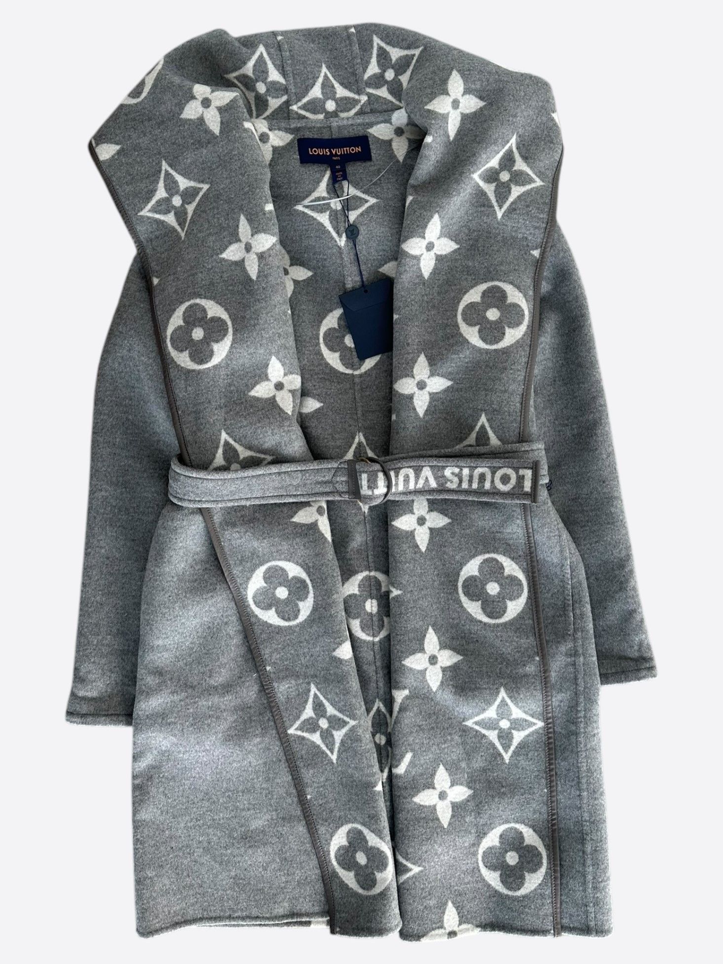 Louis Vuitton Louis Vuitton Grey & White Monogram Women's Peacoat Size L / US 10 / IT 46 - 1 Thumbnail