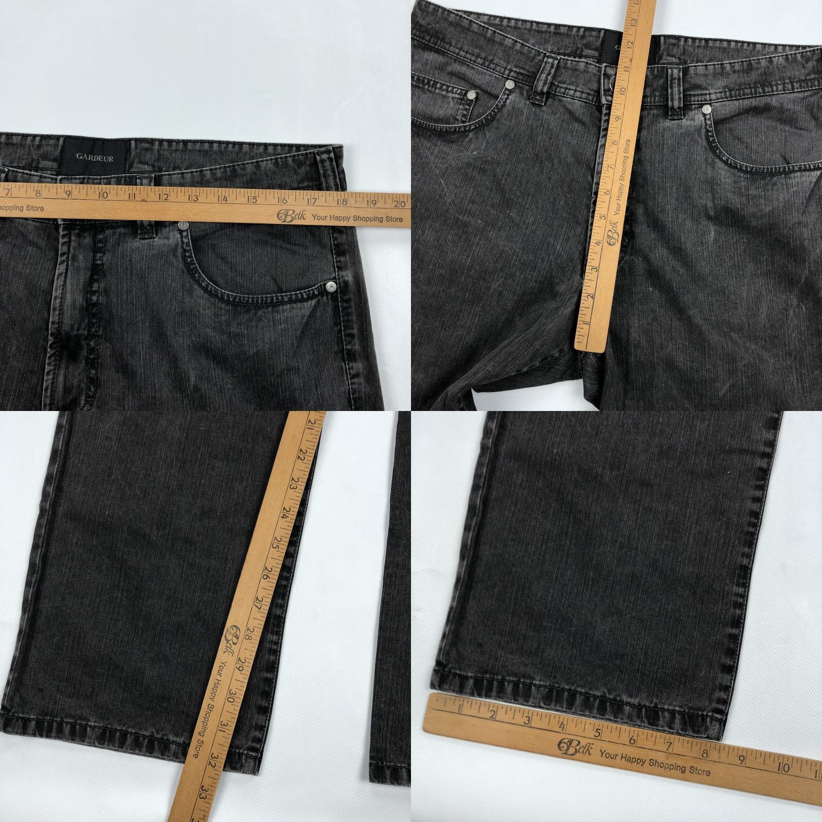 Denime GARDEUR Jeans Men's Black Denim Straight Size 36x32 Mid-Rise Dark Wash Stretch 5-Pocket Size US 36 / EU 52 - 8 Thumbnail