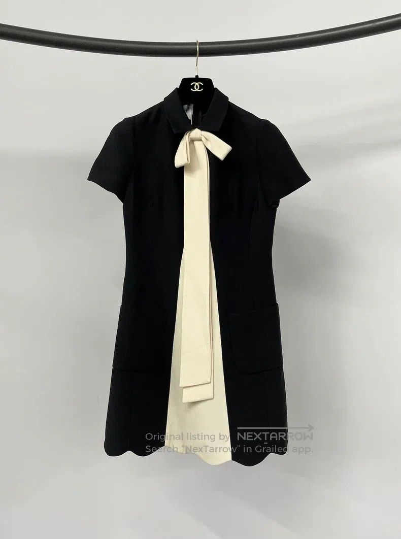 Valentino Valentino Black and white patchwork bow dress Size S / US 4 / IT 40 - 1 Thumbnail