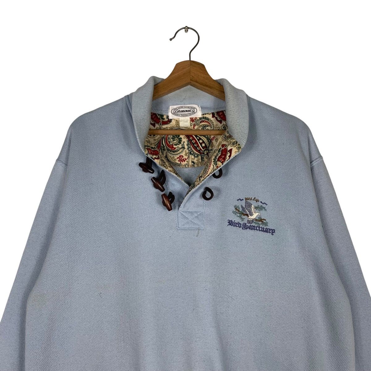 Vintage CATAMOUNT Bird Sanctuary Logo Polo Sweatshirt #1414-C64 Size US L / EU 52-54 / 3 - 10 Thumbnail