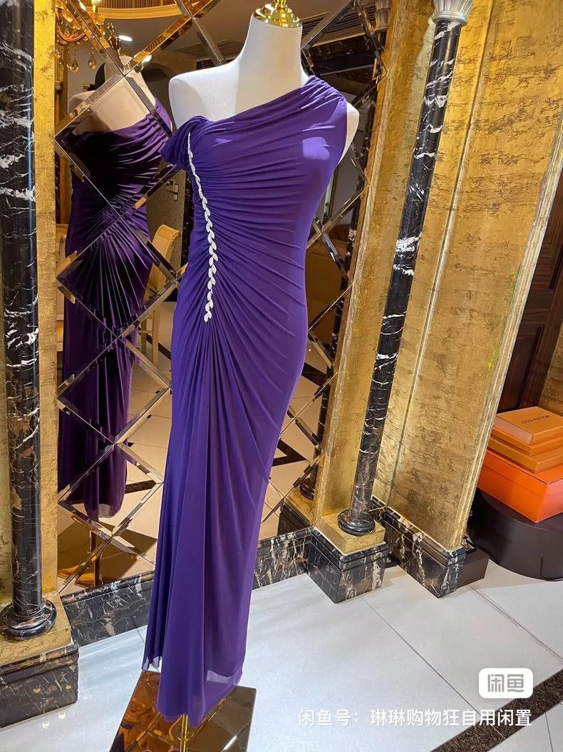 Versace Versace Violet Three-dimensional Pleated Mesh Rhinestone D Size M / US 6-8 / IT 42-44 - 5 Thumbnail
