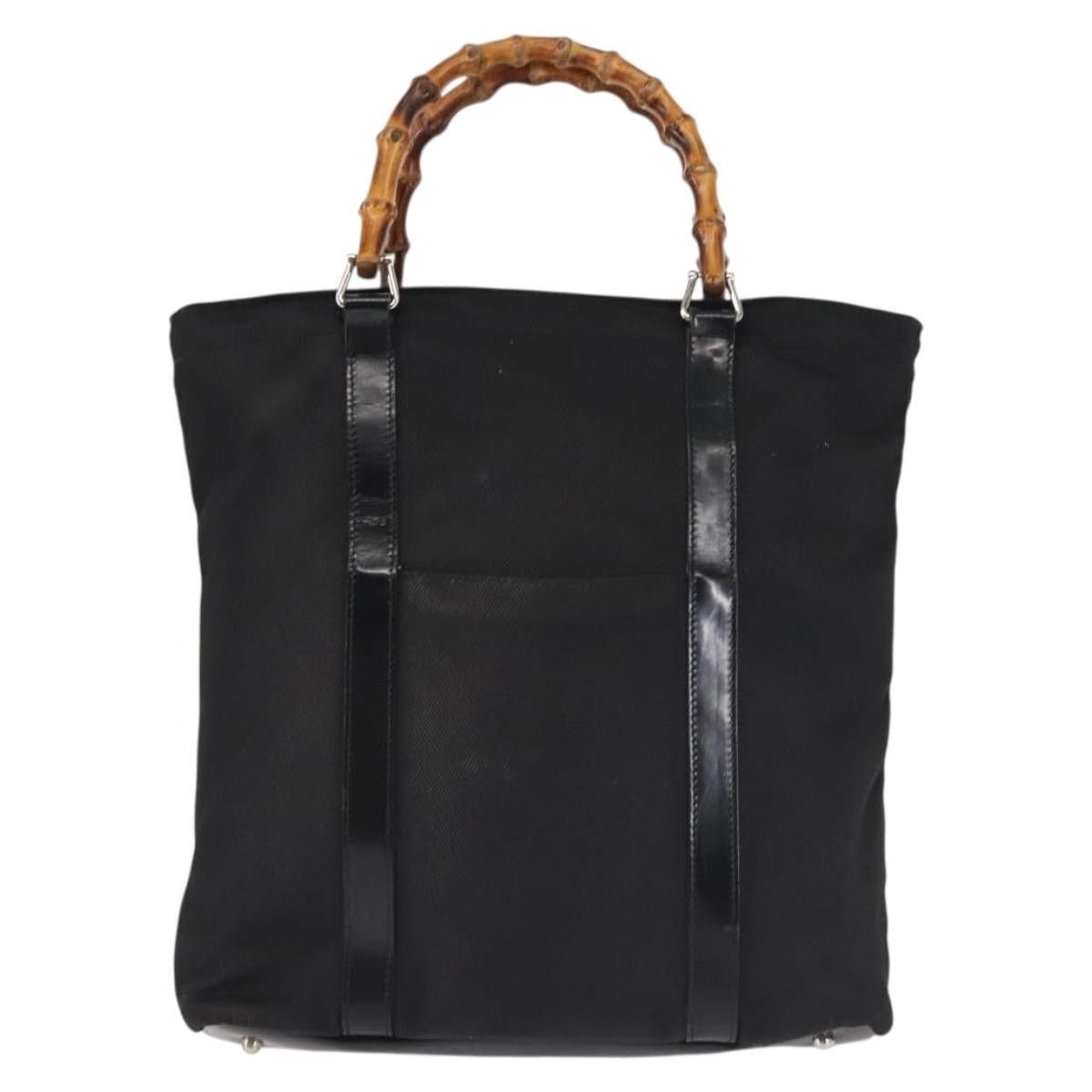 Gucci GUCCI Bamboo Handbag Nylon Black Silver 000 1998 000 1998 Size ONE SIZE - 2 Thumbnail