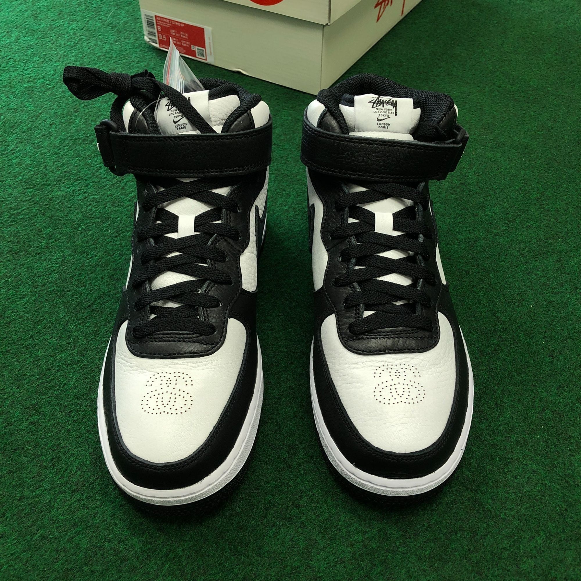 Other Nike Air Force 1 Mid Stussy Light Bone Black - Size 8 Size US 8 / EU 41 - 3 Thumbnail