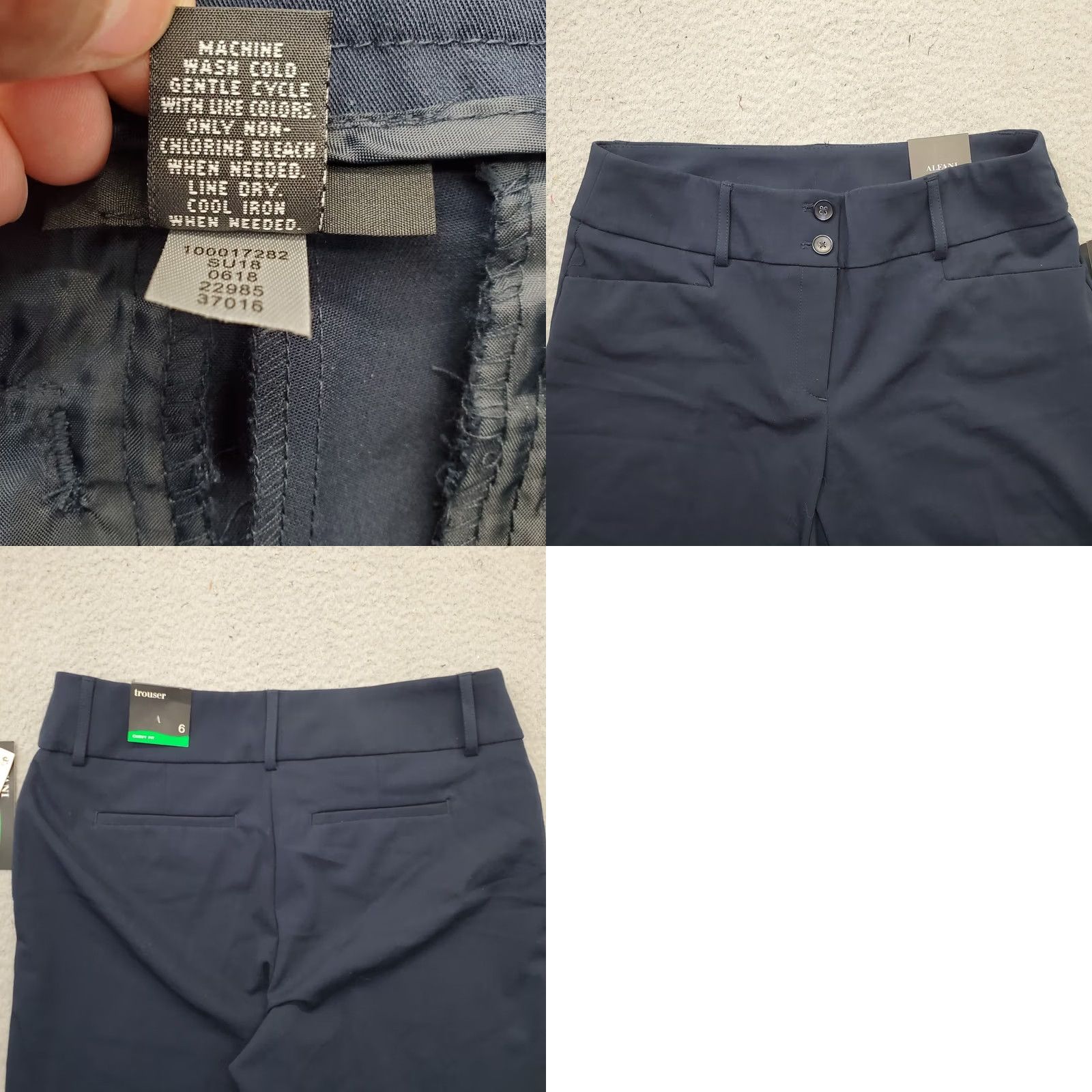 Alfani Alfani Navy Flat Front Trouser Pants Women 6 Button Fly Flared Leg 31" Inseam 2 Button Fly Size 28" / US 6 / IT 42 - 8 Thumbnail