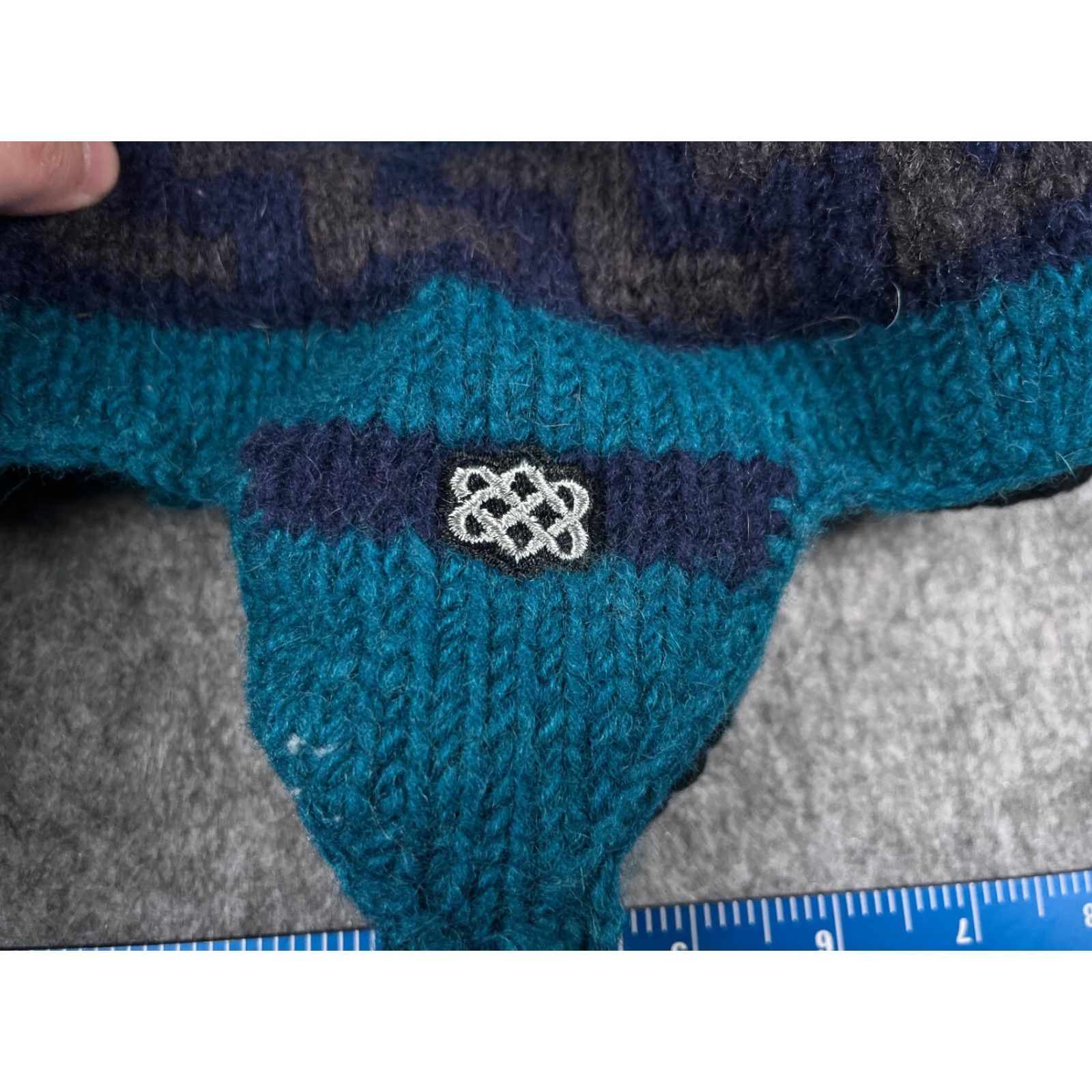 Vintage Sherpa Adventure Gear Beanie Adult Small Blue Wool Beanie Hat Mens Wool Ear Flap Lined Nepal Seasonal Outdoor Ski 90s Size ONE SIZE - 3 Thumbnail
