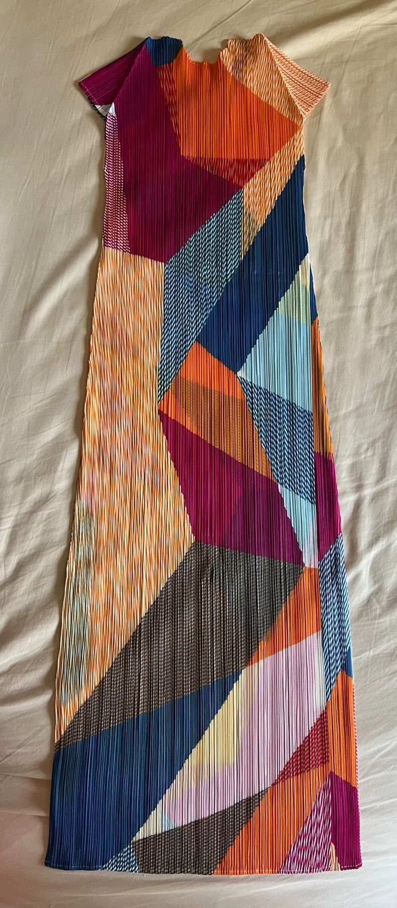 Issey Miyake Issey Miyake size:3 Orange-red color-blocked pleated dress Size XS / US 0-2 / IT 36-38 - 2 Thumbnail