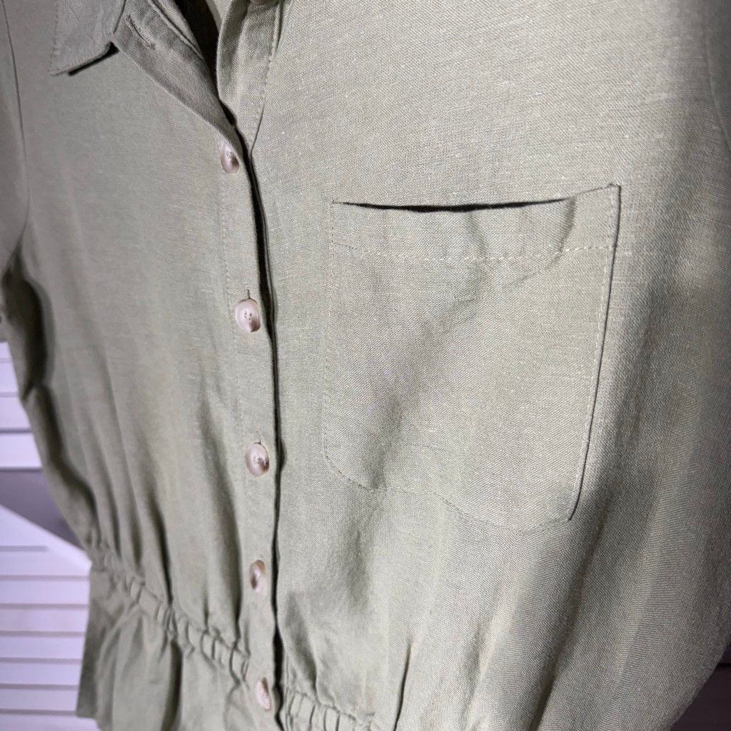 Vintage sage green romper shorts front buttons 2 side pockets sz M Size 30" / US 8 / IT 44 - 7 Thumbnail