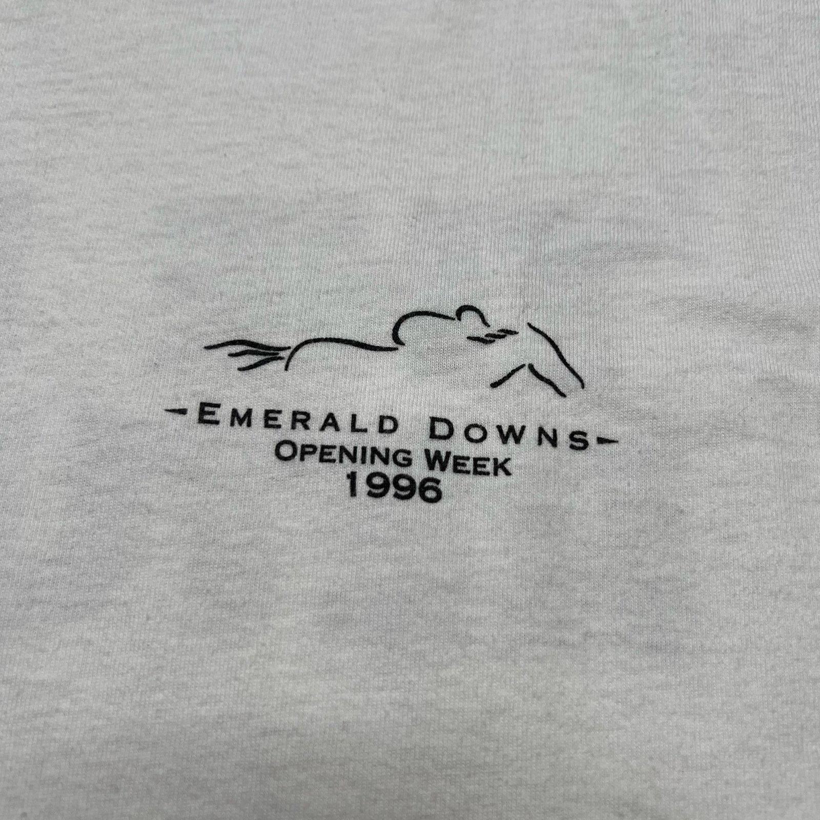Vintage Vintage Emerald Downs Opening Week 1996 T Shirt Oneita XXL Size US XXL / EU 58 / 5 - 3 Thumbnail