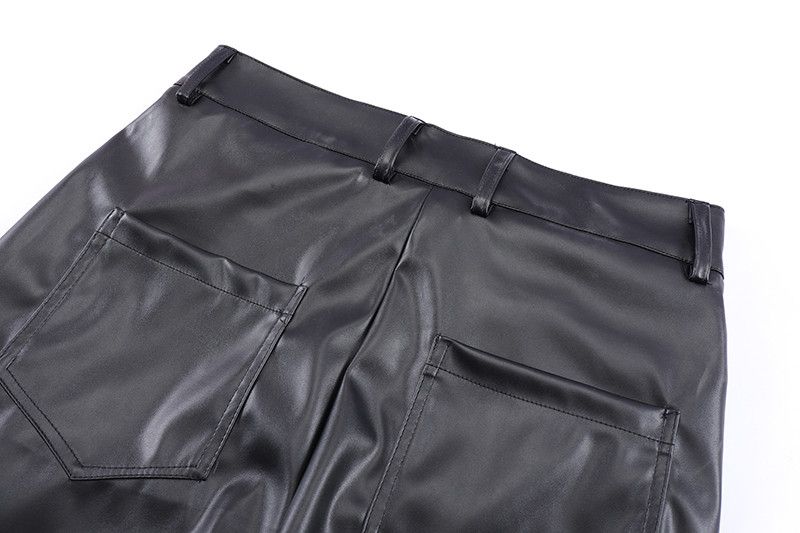 Japanese Brand × Leather Pleated Leather Streetwear Loose Ruched Casual Size US 29 - 8 Thumbnail