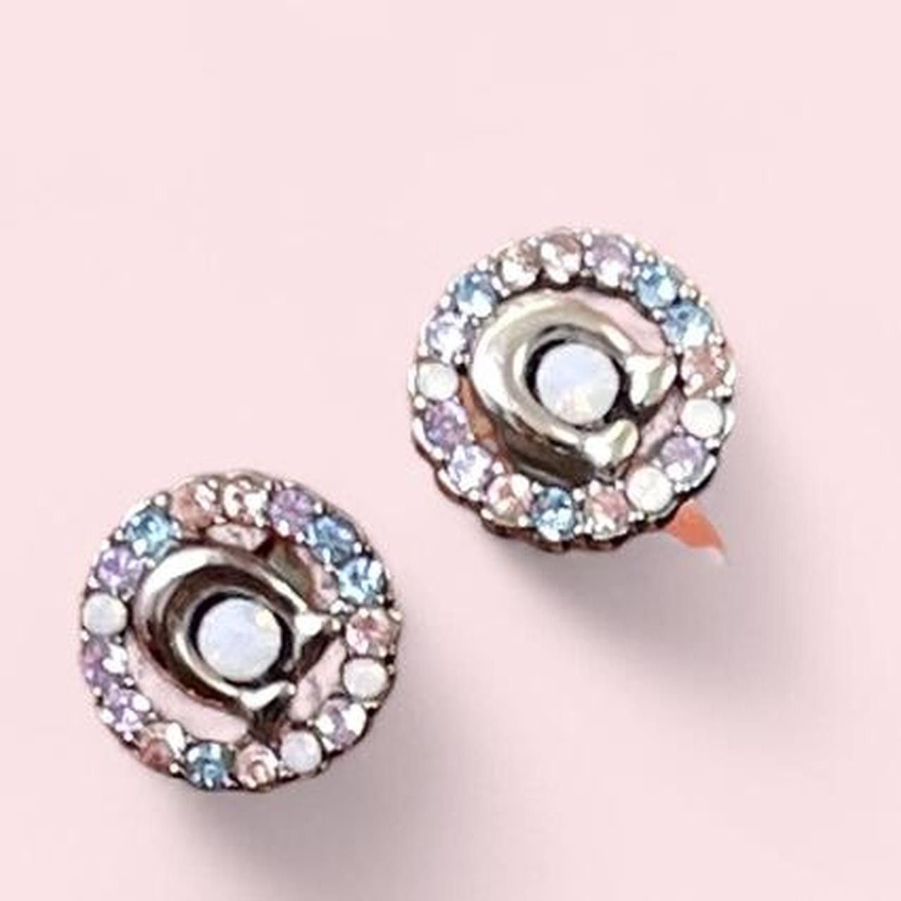 Coach Coach rainbow pink purple blue opal crystal silver earrings Size ONE SIZE - 4 Thumbnail