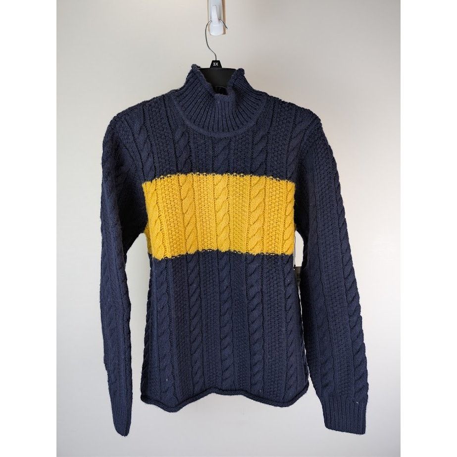 Aime Leon Dore o1rshd1 Aran Cable Mockneck Sweater in Navy Size US M / EU 48-50 / 2 - 2 Thumbnail