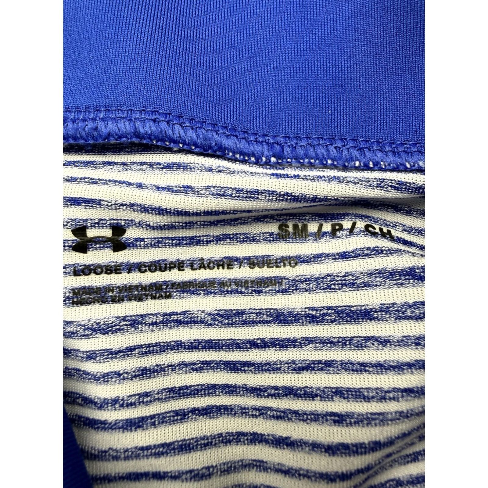 Under Armour Under Armour Womens Small Blue Striped Shirt Long Sleeve Funnel Neck Lightweight Size S / US 4 / IT 40 - 3 Thumbnail