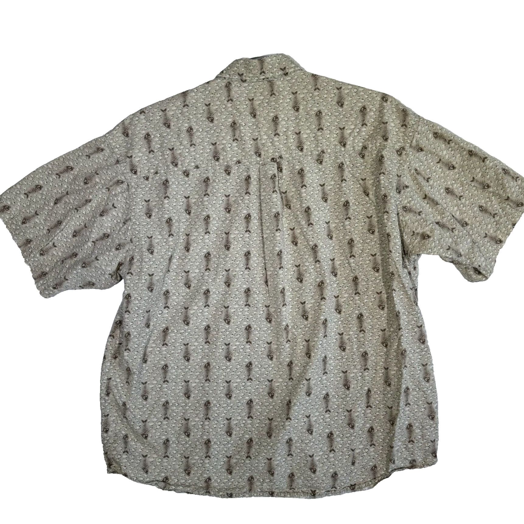 Vintage Columbia Button-Down Shirt XL Brown Fish Skull Print Short Sleeve M592 Men's Regular Fit Chest 46 in 30 in Cotton Cotton Bonehead Size US XL / EU 56 / 4 - 2 Thumbnail