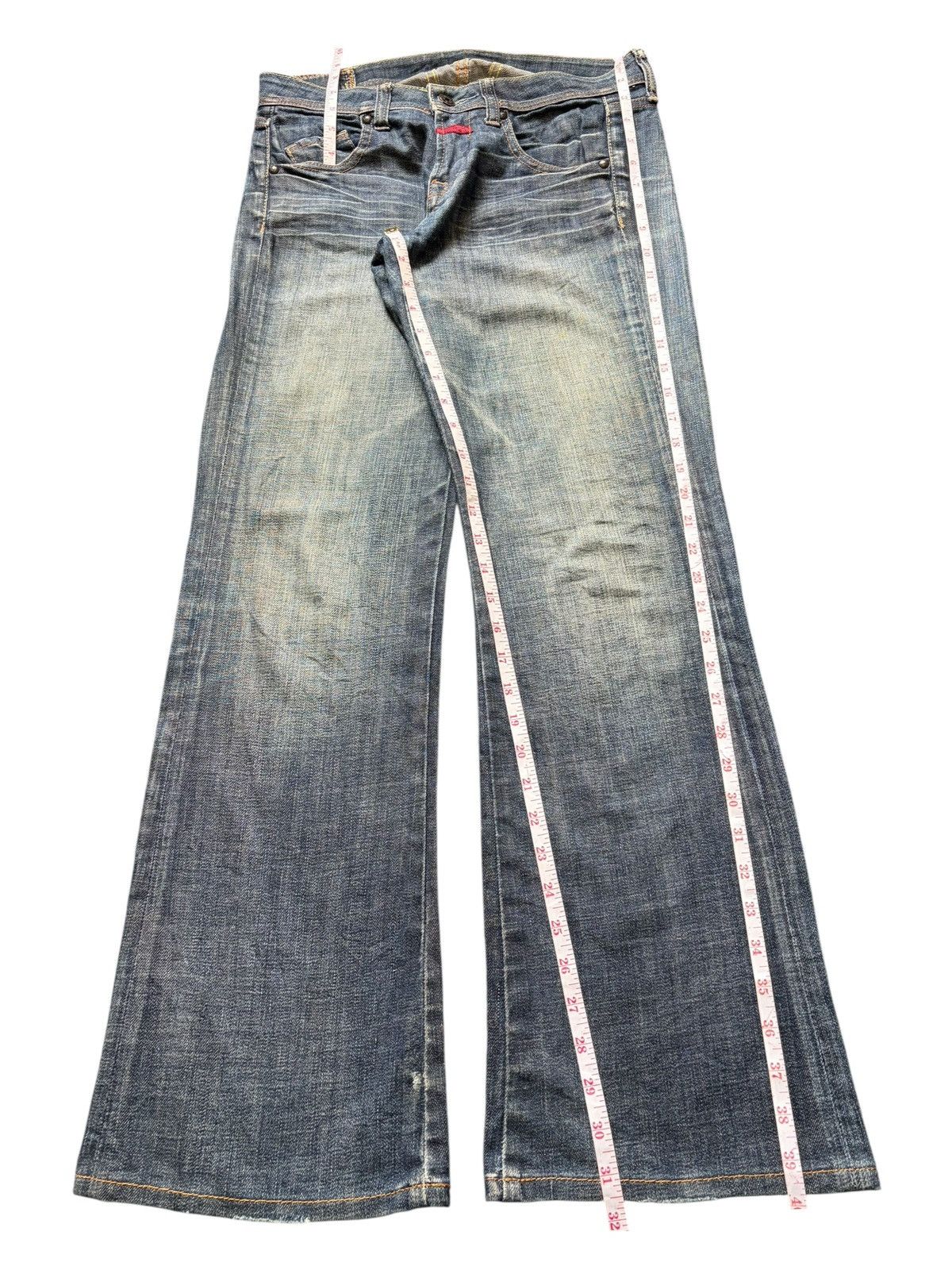Marithe + Francois Girbaud Vintage Le Jean De Girbaud Mud Wash Distress Flare Jeans Size 30" / US 8 / IT 44 - 7 Thumbnail