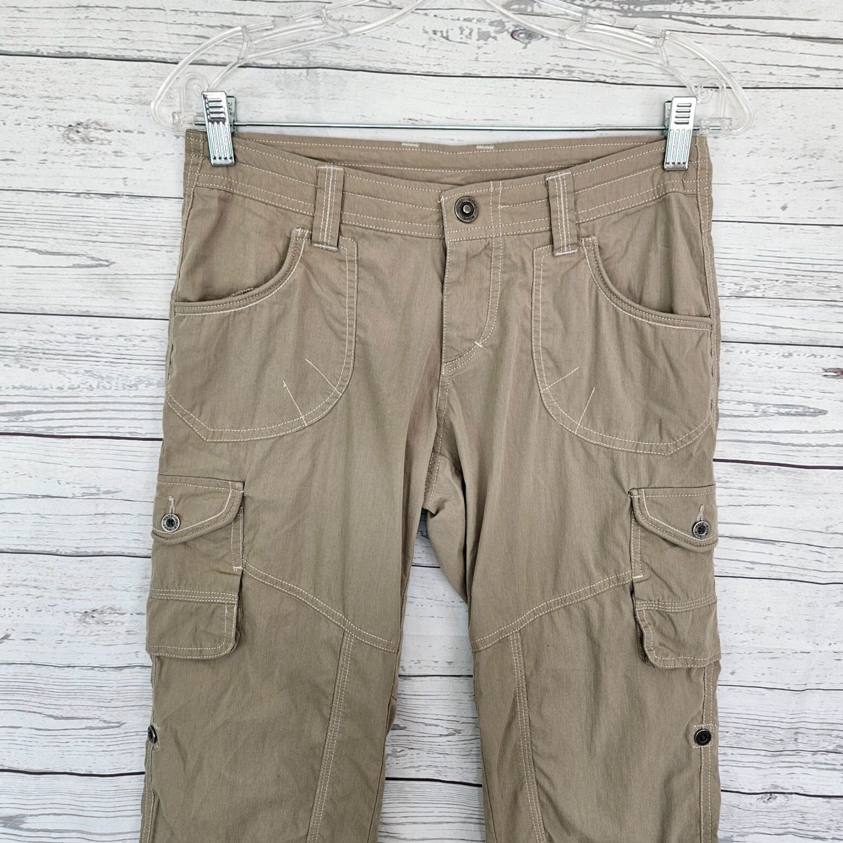 Vintage Kuhl Womens Capri Pants Sz 2 Tan Cargo Pockets Low Rise Size 26" / US 2 / IT 38 - 2 Thumbnail